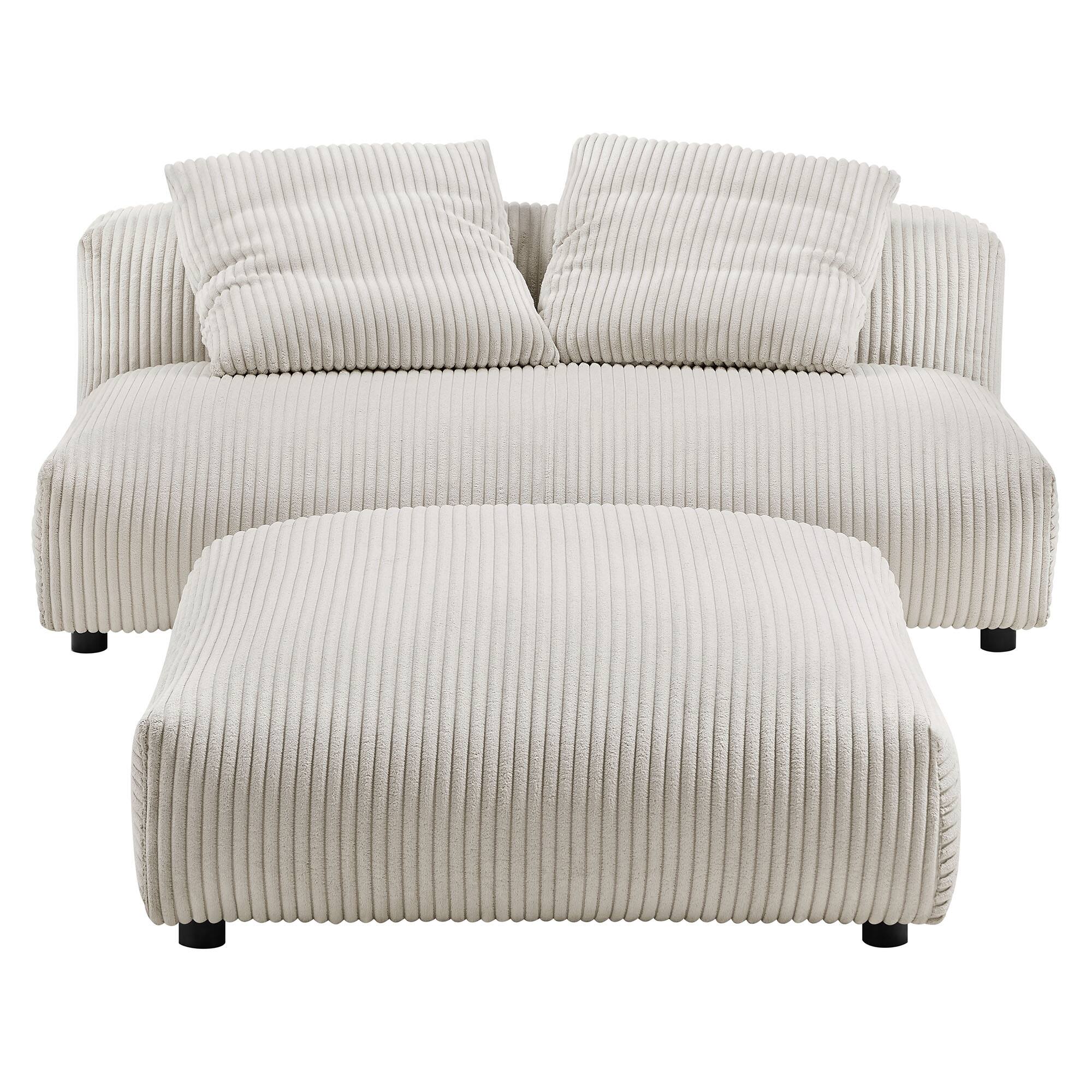 Alt View 5. Modway - Solace Modular Corduroy Upholstered Armless Loveseat and Ottoman Set by Modway - Almond.