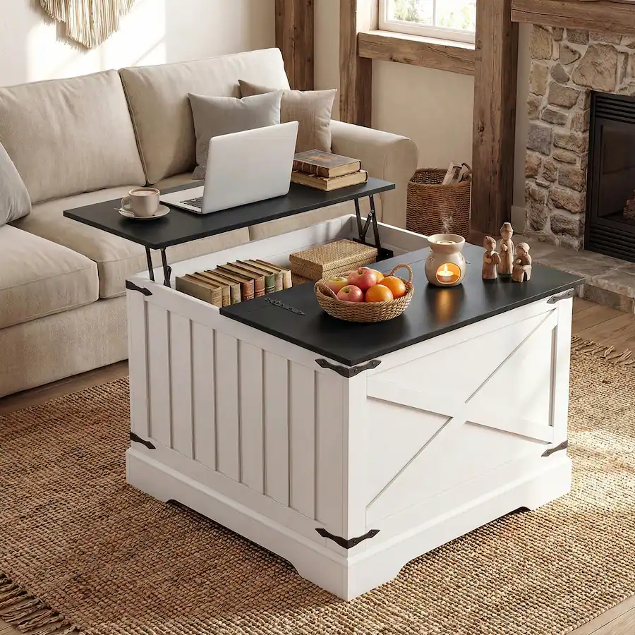 Cover Table Ramp Gymax 31.5'' Farmhouse Lift Top Coffee Table w/Hidden Storage ...