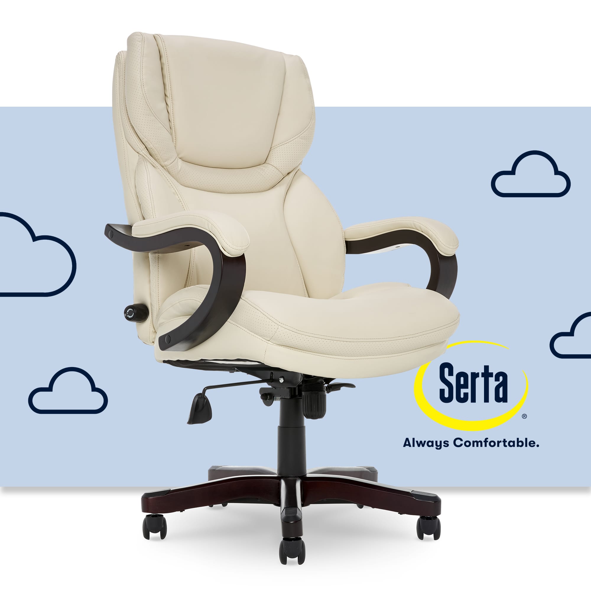 Serta - Conway Big and Tall Bonded Leather Bentwood Executive Chair - Ivory - Front_Zoom