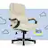 The image features a white Serta chair with a black armrest, placed on a black wheeled stand. The chair is positioned in front of a blue background with clouds, giving it a comfortable and inviting appearance. The Serta brand is known for its high-quality, comfortable mattresses and furniture, making it a popular choice for those seeking a cozy and relaxing environment.