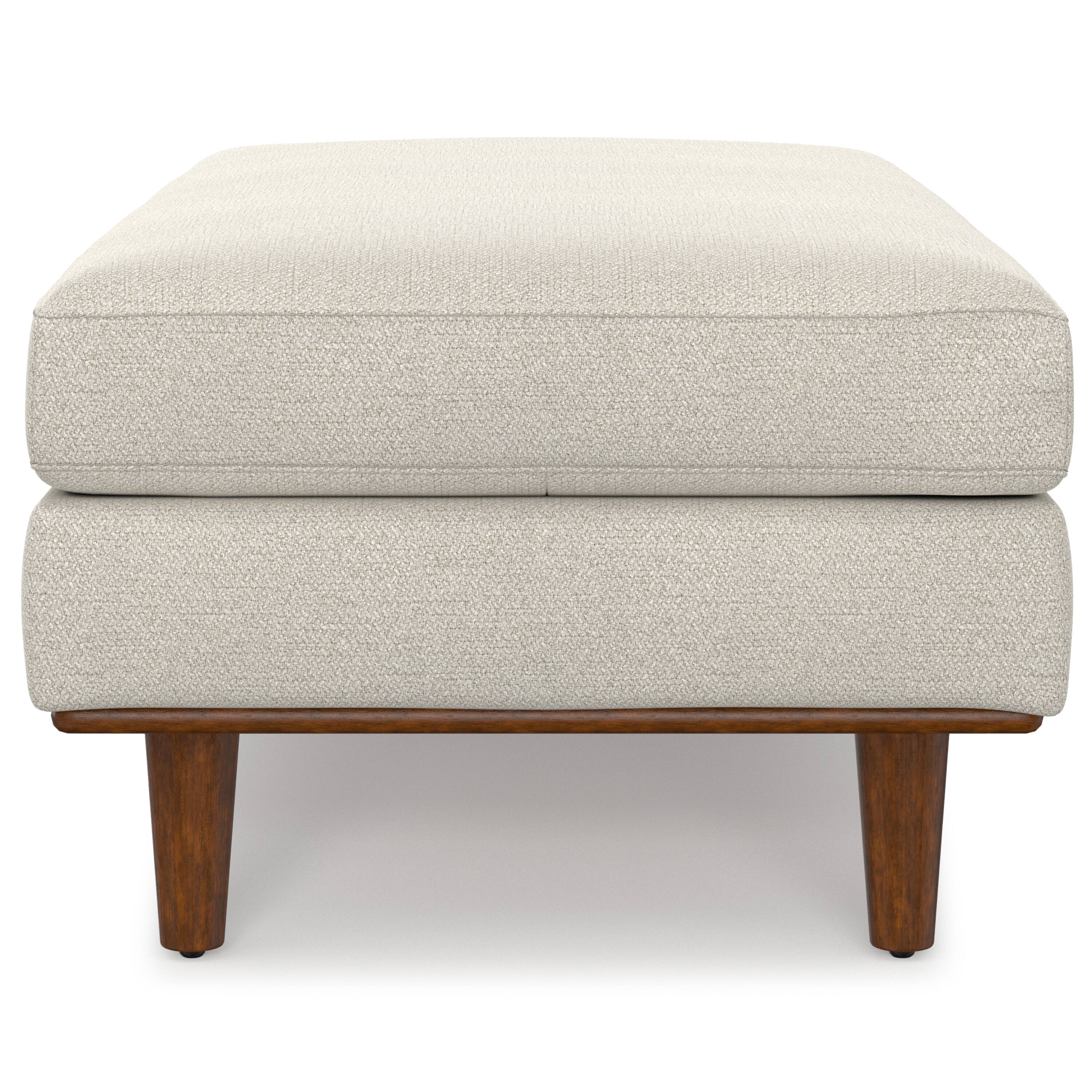 Alt View 1. Simpli Home - Morrison 49 inch Wide Mid-Century Modern Table Ottoman in Cream White Woven-Blend Fabric - Cream White.