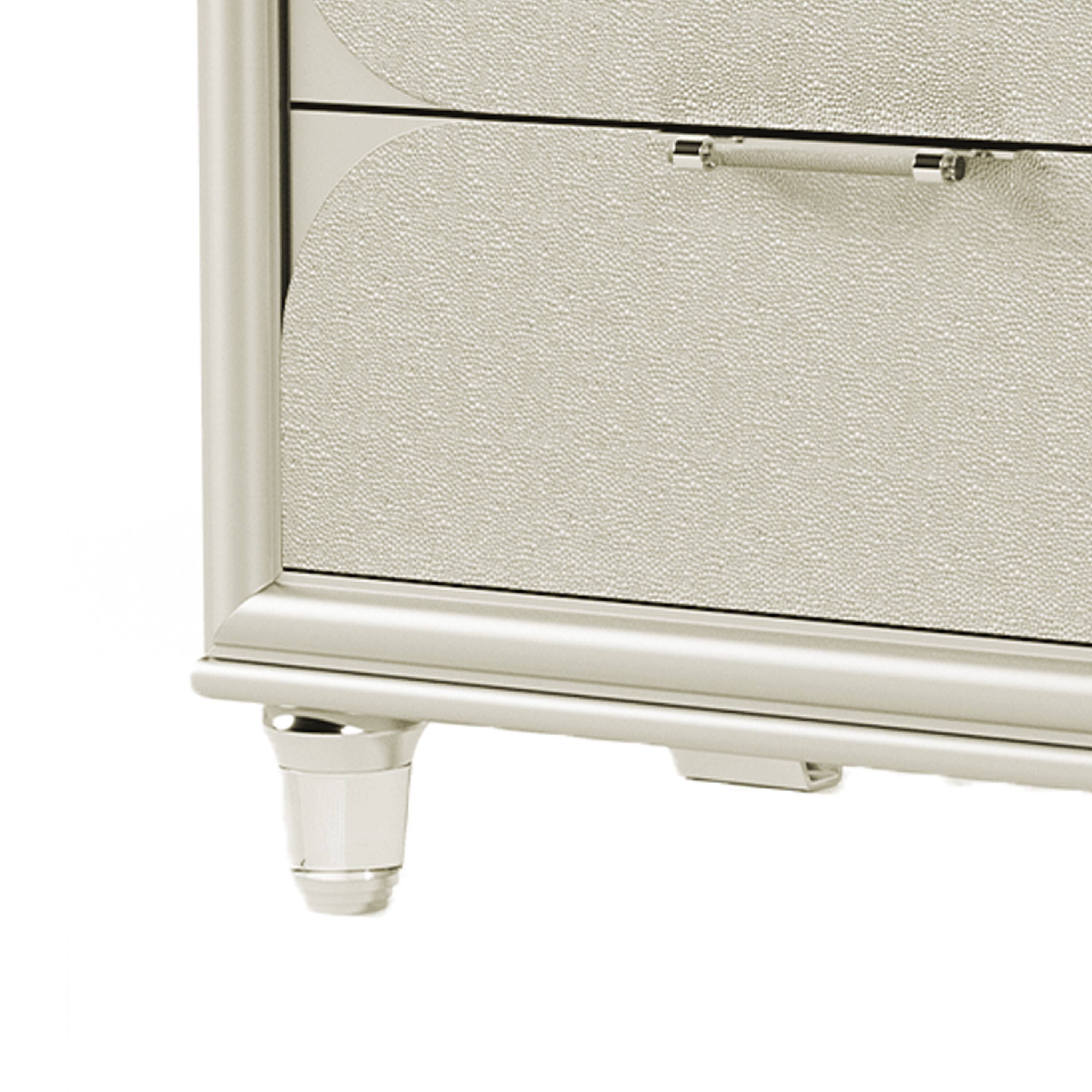Alt View 3. Manhattan Lane - Zema Nightstand, 2 Drawers w Acrylic Handles, 30 Inch - Silver, Clear.