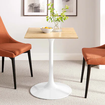 Front. Modway - Lippa Square Wood Dining Table - White Natural.
