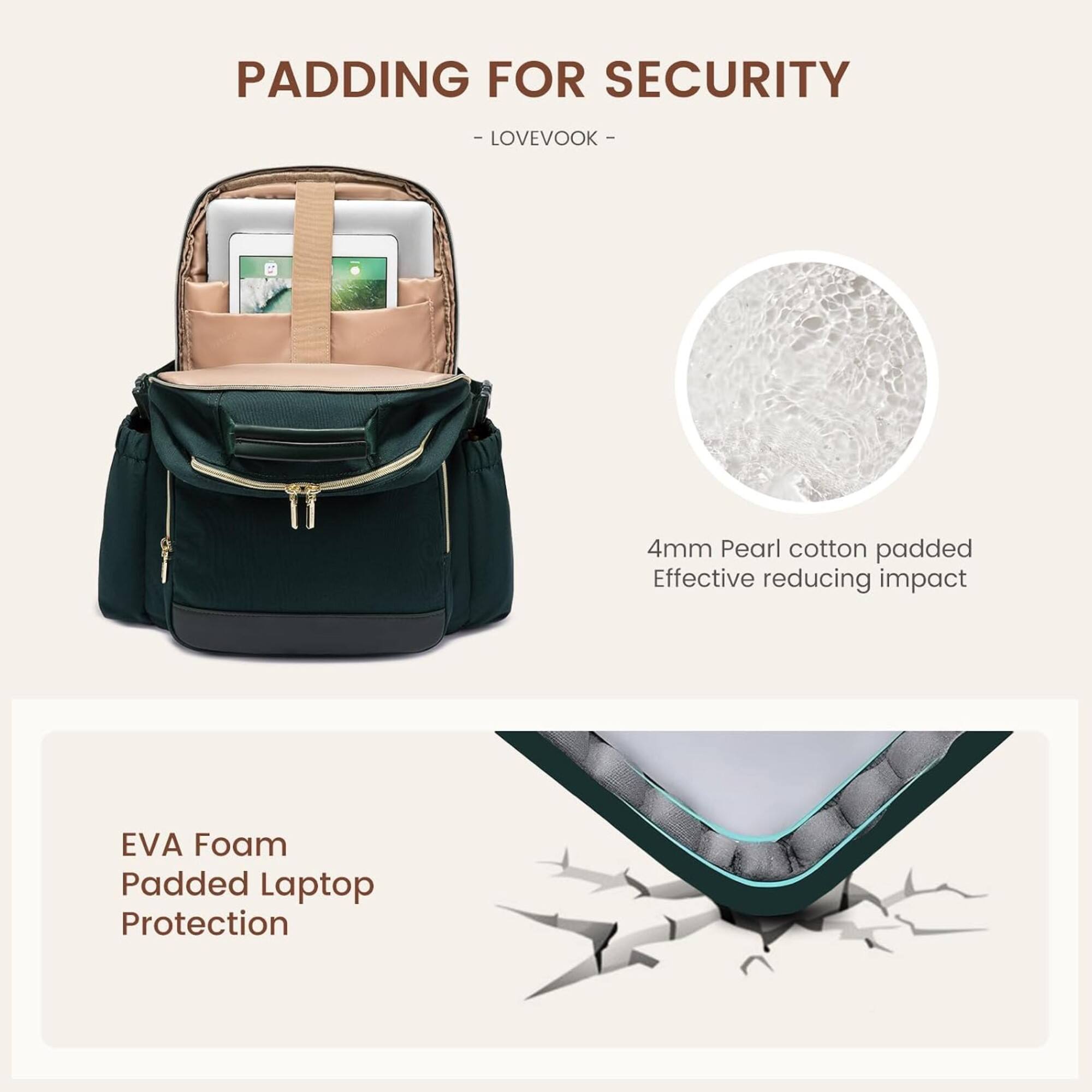 PADDING FOR SECURITY  
- LOVEVOOK -  
4mm Pearl cotton padded  
Effective reducing impact  
EVA Foam Padded Laptop Protection