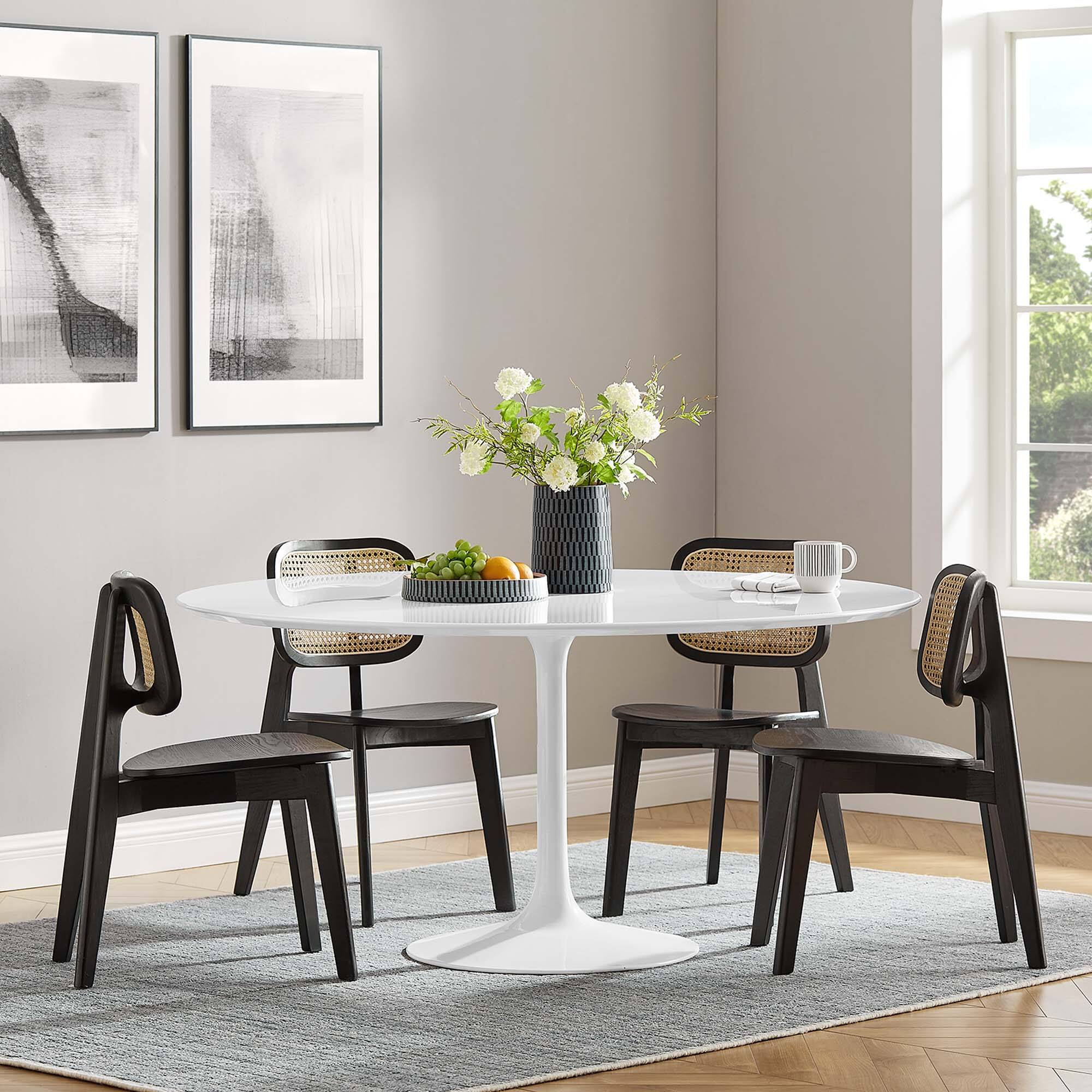 Alt View 5. Modway - Lippa 60" Round Wood Dining Table by Modway - White.