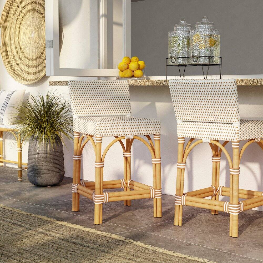 Alt View 4. Butler Specialty - Amalfi 24.5 in. Seat Height Outdoor Counter Stool - Beige And White.