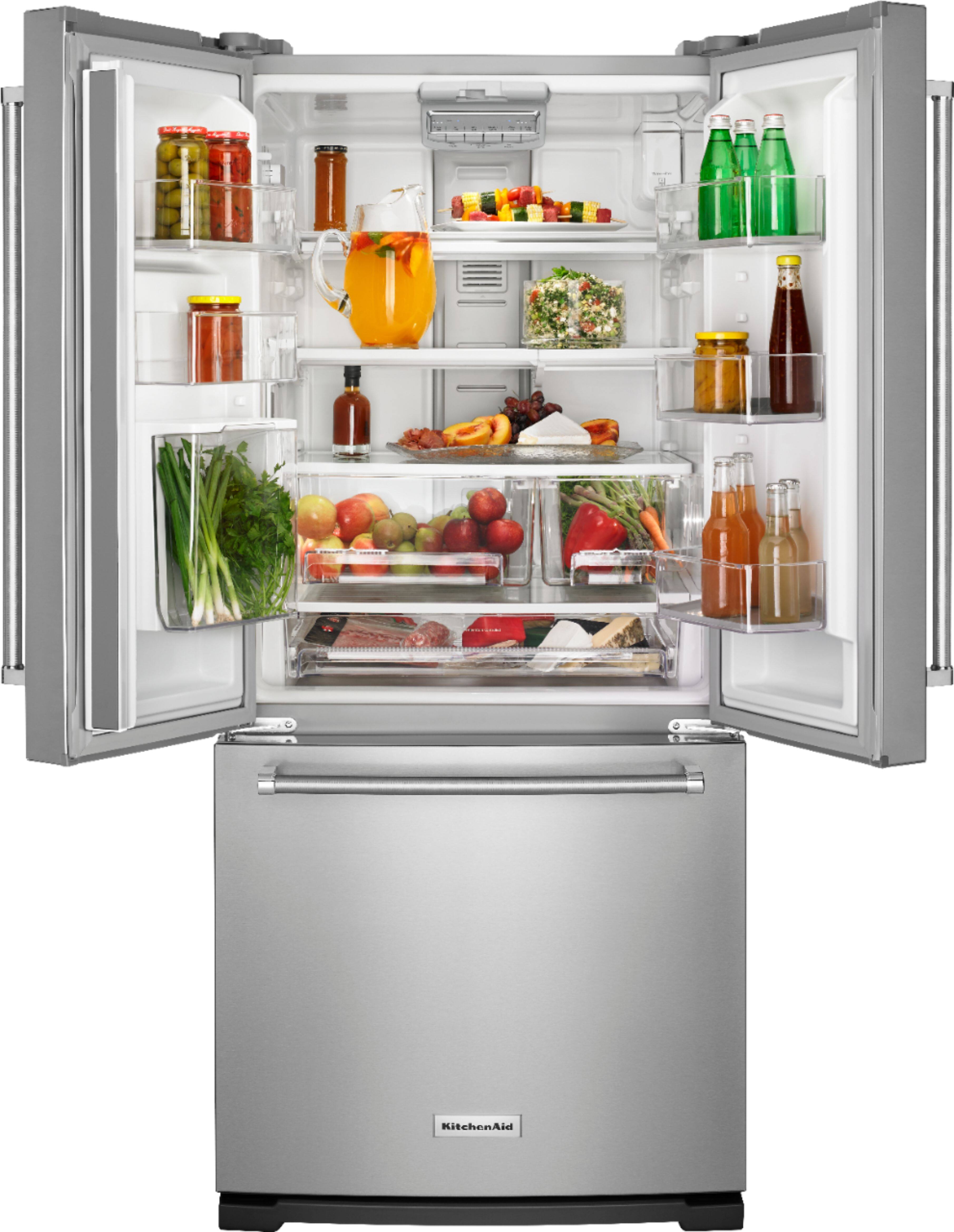 Alt View 1. KitchenAid - 19.7 Cu. Ft. French Door Refrigerator - Stainless Steel.