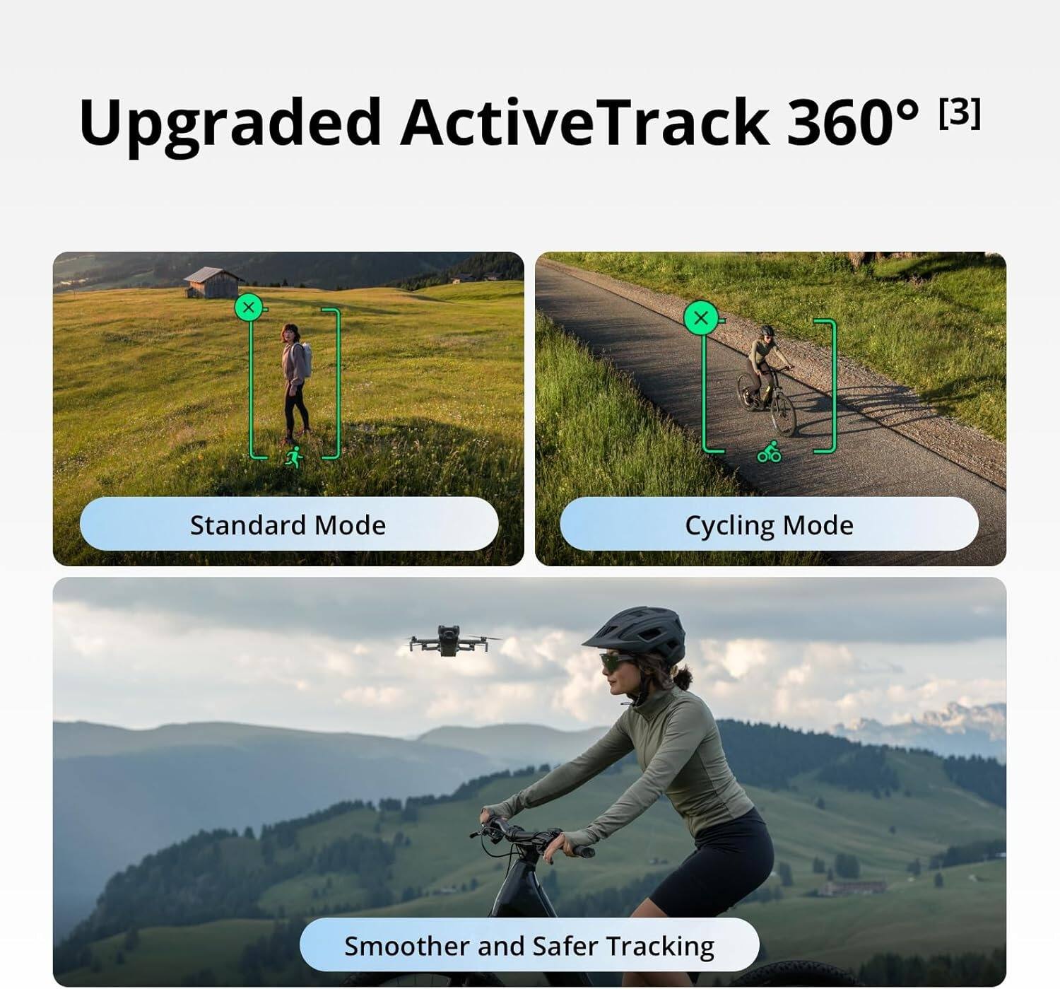 Upgraded ActiveTrack 360° [3]

Standard Mode  
Cycling Mode  
Smoother and Safer Tracking