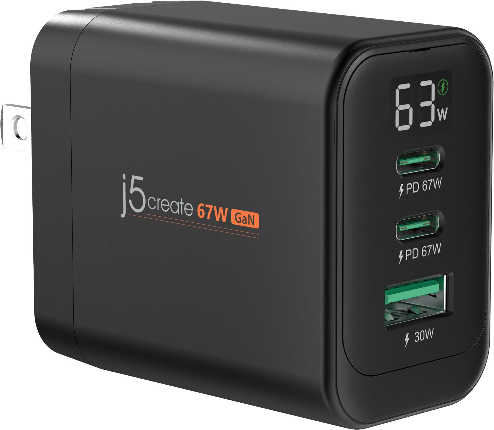 j5 create 67W GaN  
63% W PD 67W PD 67W  
4 4 30W