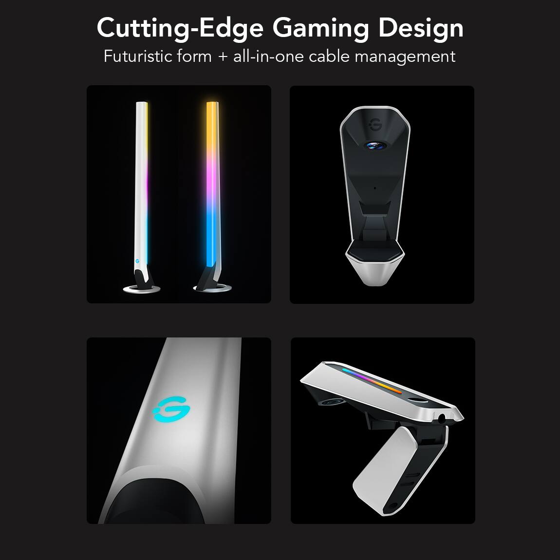 Cutting-Edge Gaming Design, Futuristic form + all-in-one cable management, G