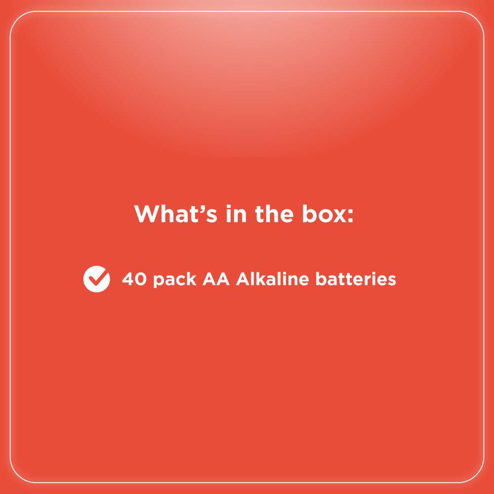 What's in the box:  
40 pack AA Alkaline batteries