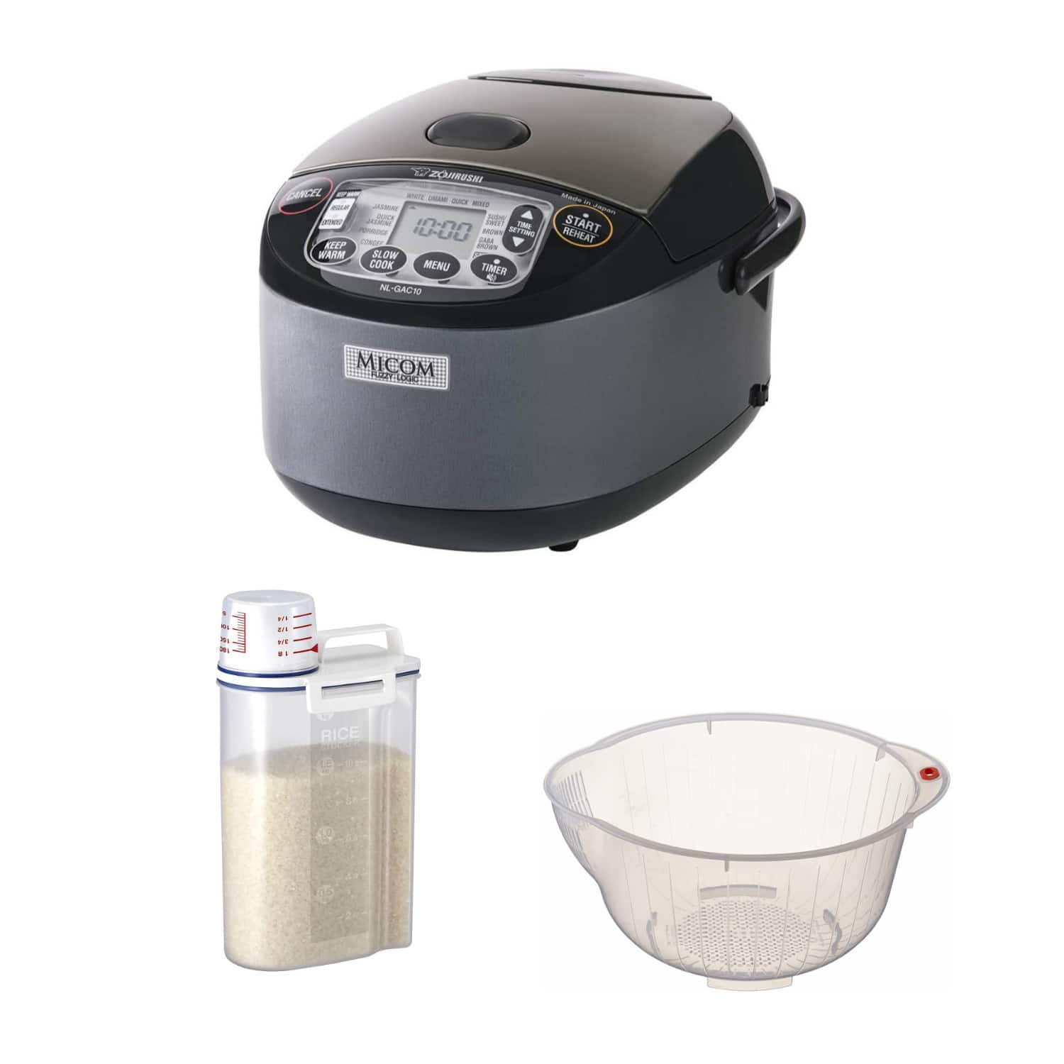 Zojirushi - NL-GAC10BM 5.5 Cup Umami Micom Rice Cooker and Warmer Bundle - Black