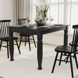 Emma + Oliver - Milford Wooden Dining Table with Turned Wooden Legs - Black Matte
