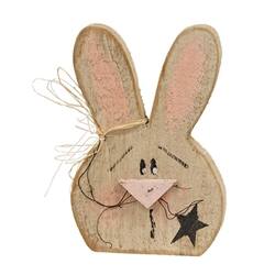 Left. BreeBe - Rustic Wood Bunny Head w/Star Sitter - 10"H - 2 Asstd. - Brown.
