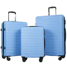 Travelhouse - 3 Piece Hardside Luggage Set Hardshell Lightweight Suitcase with TSA Lock Spinner Wheels - Light blue