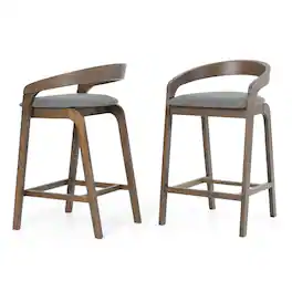 Manhattan Lane - Cid Lenn Counter Stool Chair Set of 2, Curved Rubberwood - Gray, Wenge Brown
