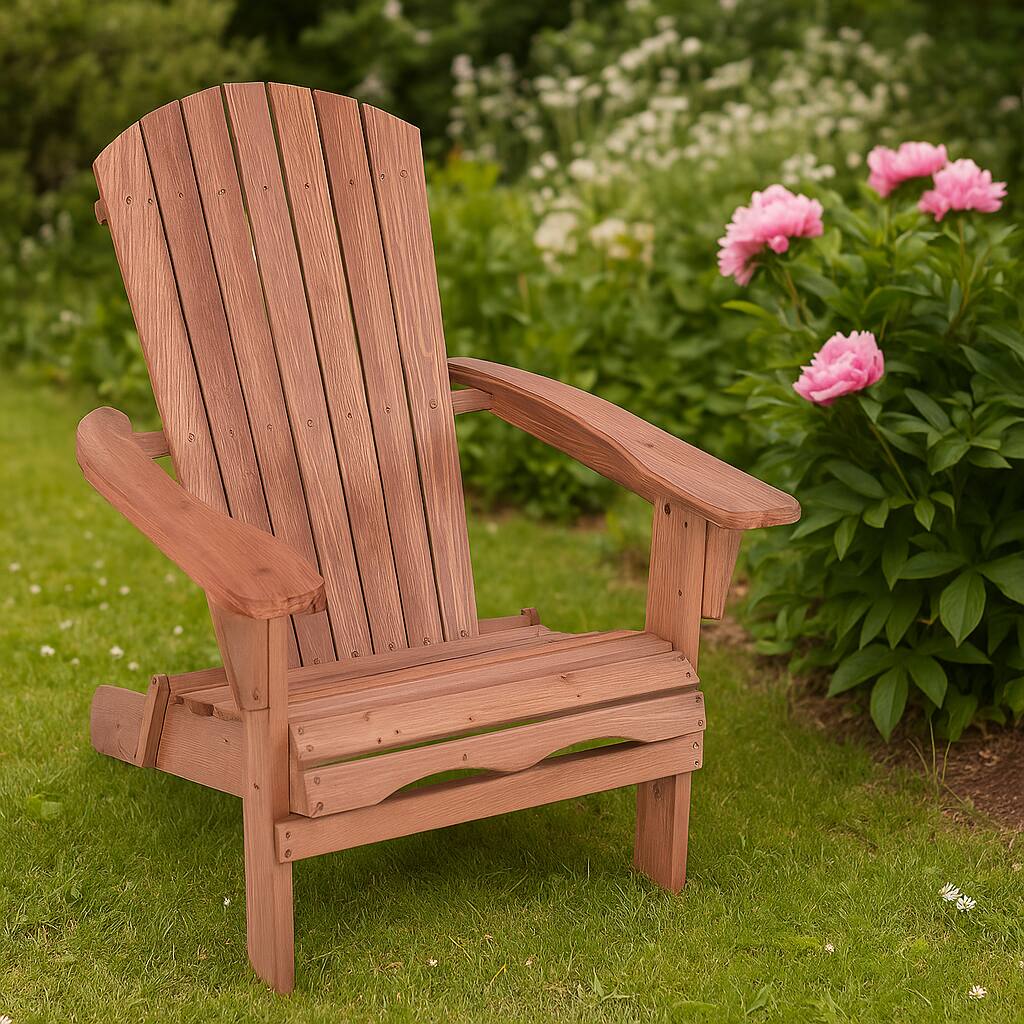 Front. Hivvago - Folding Patio Chair with Extended Backrest and Wide Arm Support - Brown.