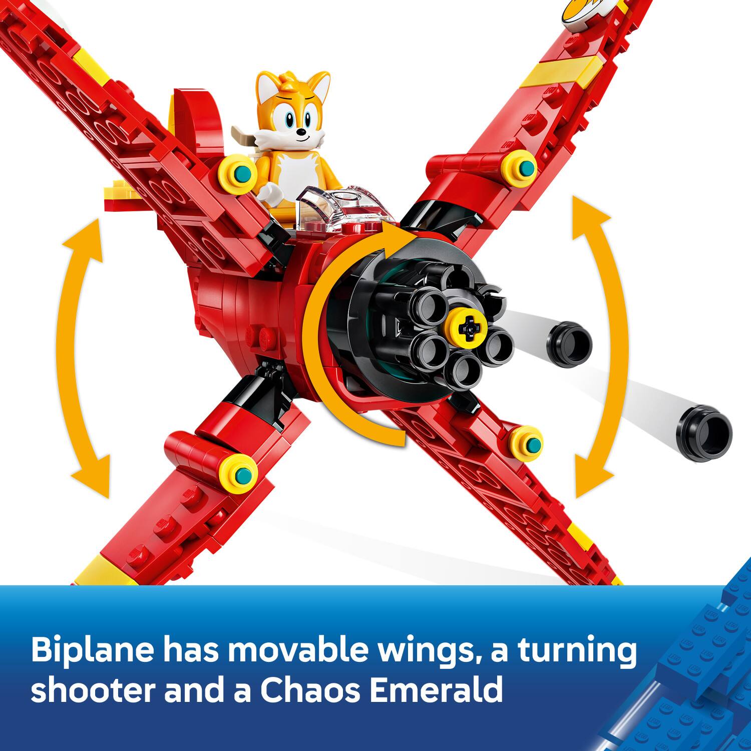 Biplane has movable wings, a turning shooter and a Chaos Emerald