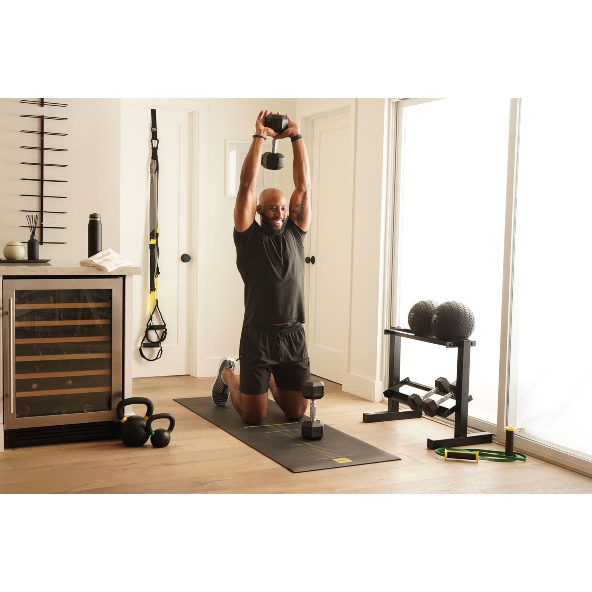 Alt View 4. TRX - TRX Hex Rubber 20 Pound Dumbbell Weight Strength Training Workout Equipment - Black.