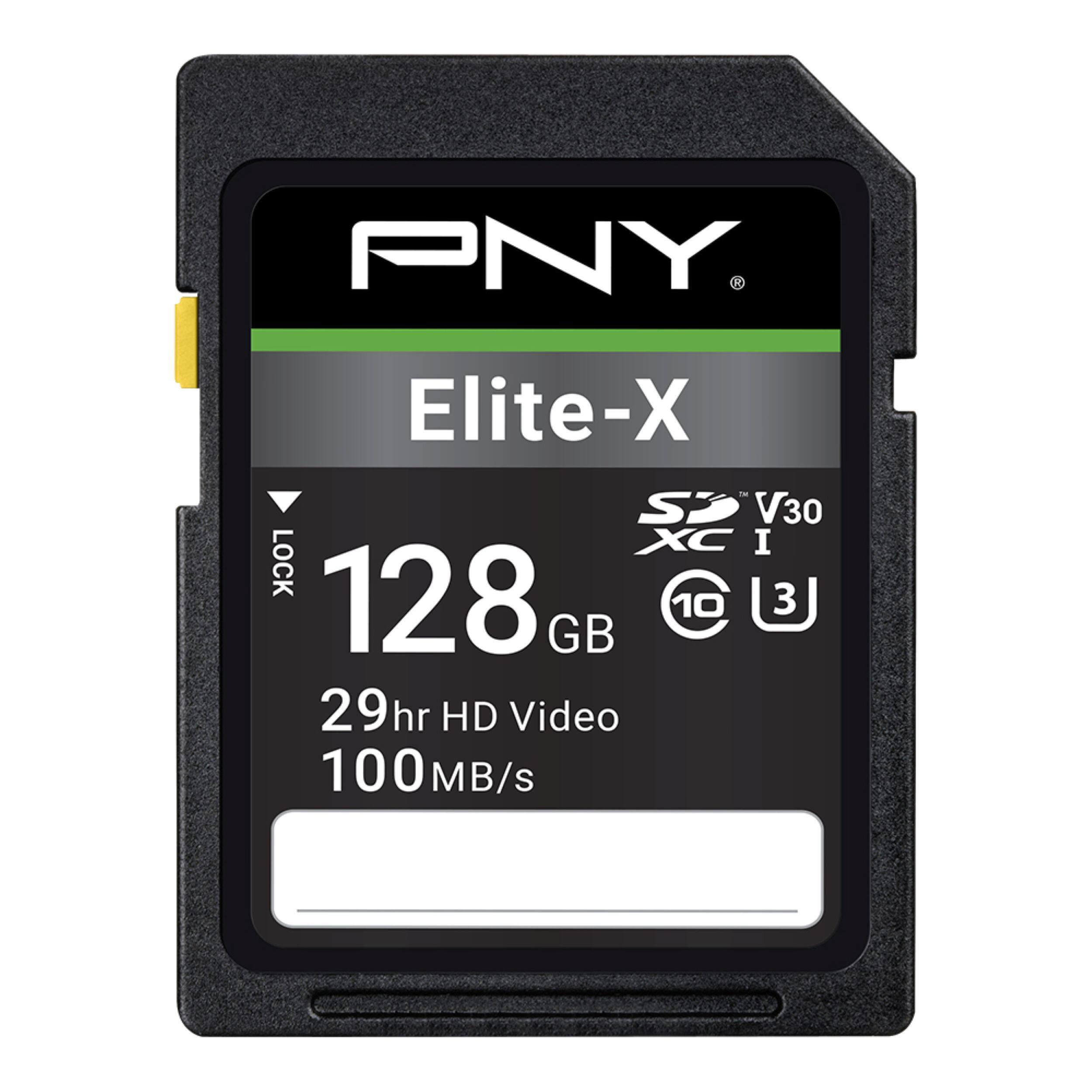 PNY Elite-X to S V30 XC I LOCK 128 GB 10 3 29hr HD Video 100MB/s