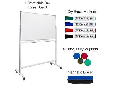 1 Reversible Dry Erase Board  
4 Dry Erase Markers  
4 Heavy Duty Magnets  
Magnetic Eraser