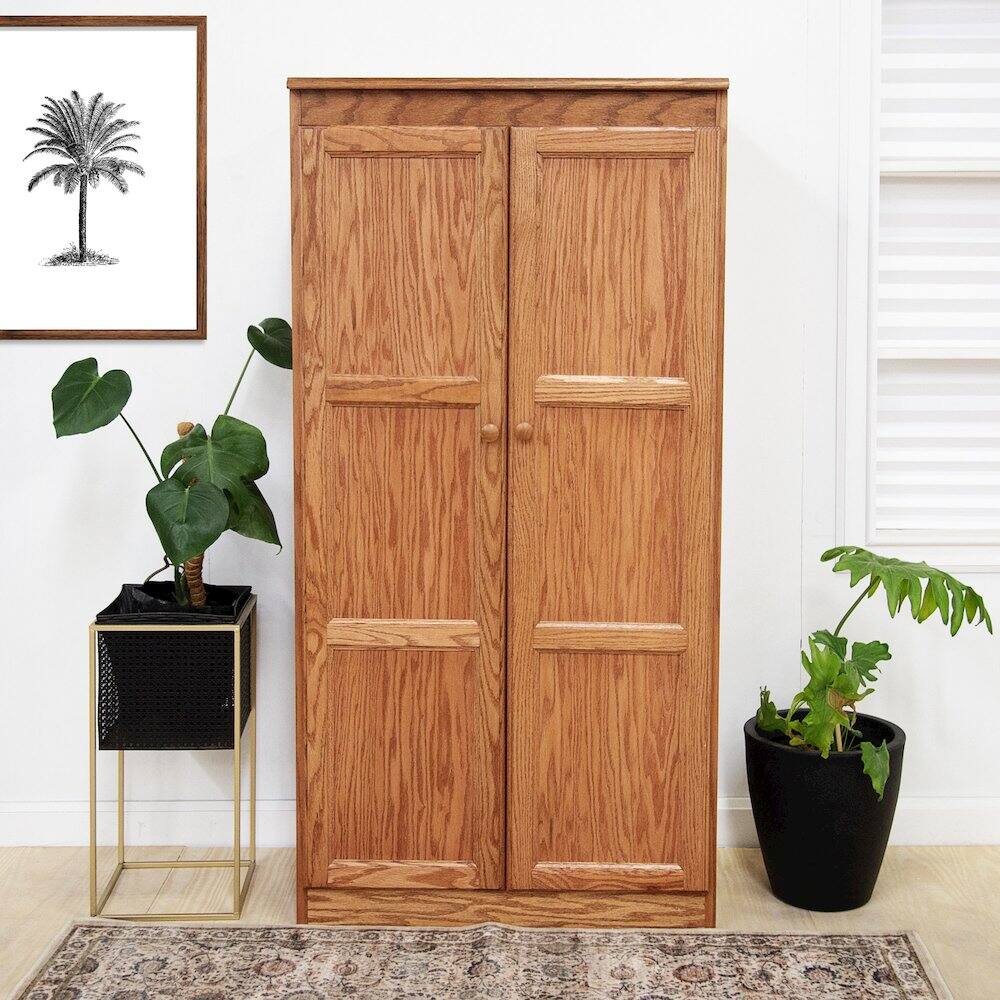Alt View 5. Concepts in Wood - Multi use Storage Cabinet 4 Shelves Dry Oak Finish - Brown.