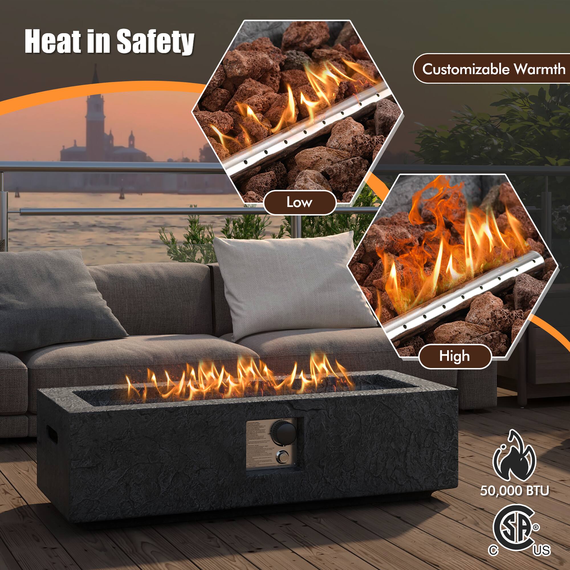 Heat in Safety  
Customizable Warmth  
Low  
High  
50,000 BTU  
SP US