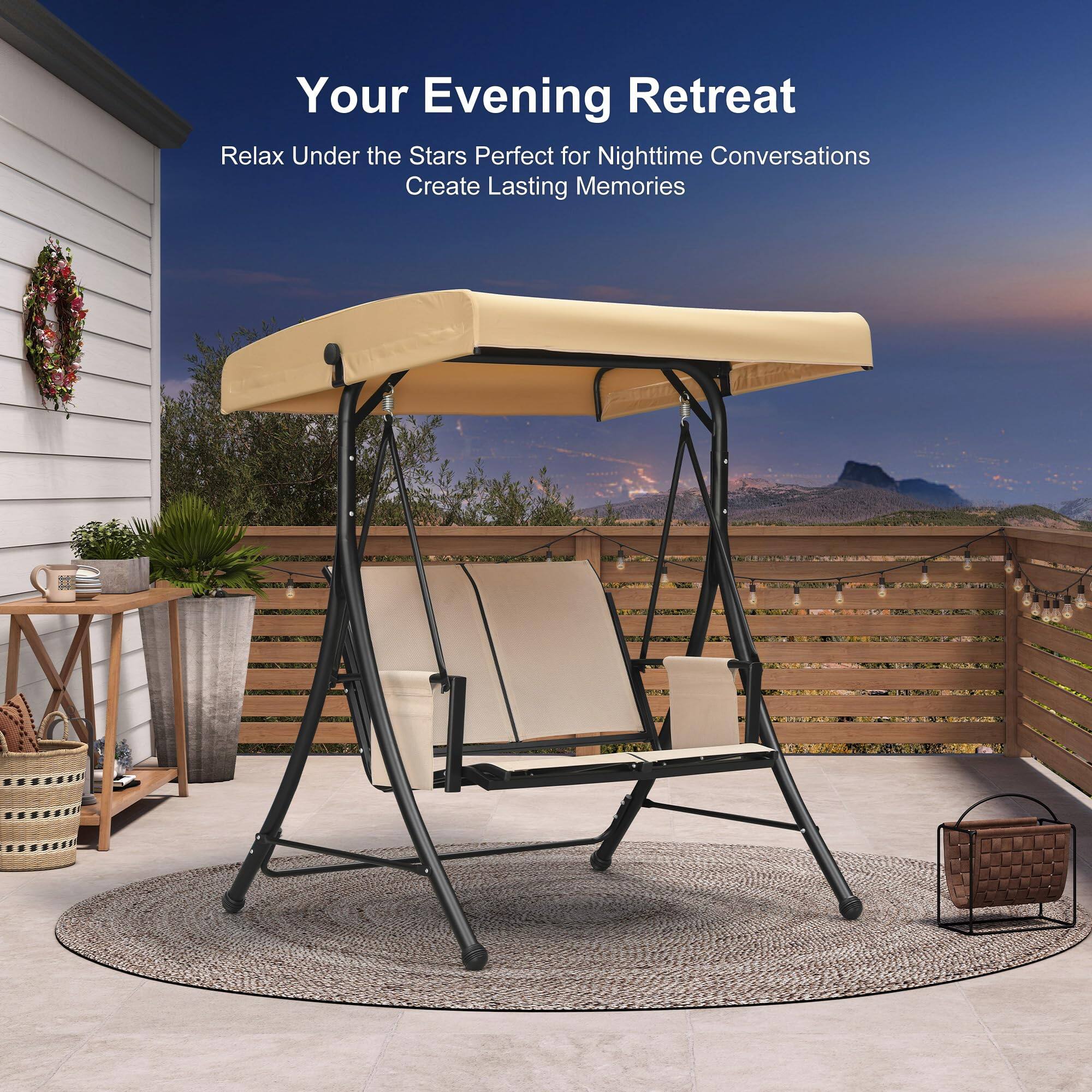 Your Evening Retreat  
Relax Under the Stars  
Perfect for Nighttime Conversations  
Create Lasting Memories