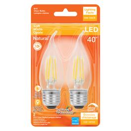 Sylvania - Natural B10 E26 (Medium) LED Bulb Soft White 40 Watt Equivalence 2 pk