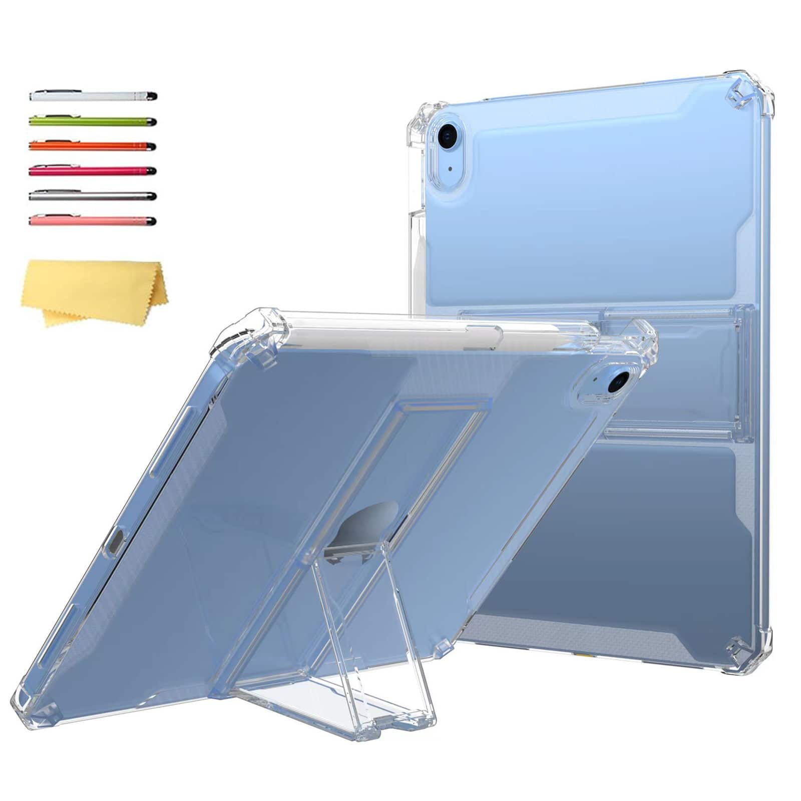 Dteck - Rugged Case For Apple iPad 11th(A16) 2025 /10th 2022 Sturdy Kickstand Pencil Holder Non-Yellowing Slim Cover - Clear