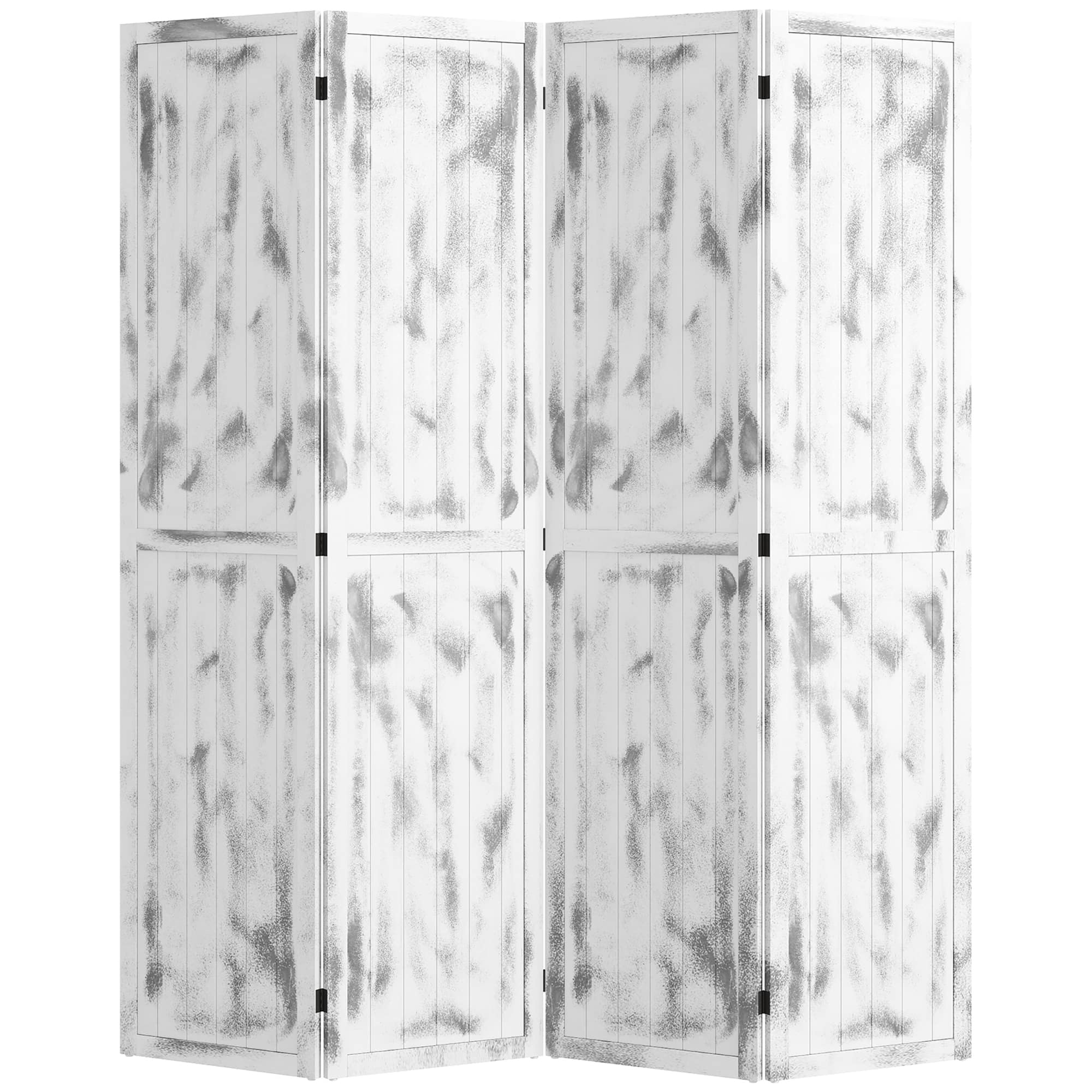 Homcom - Room Divider and Folding Privacy Screen, Woodgrain Freestanding Privacy Divider Partition Wall - White