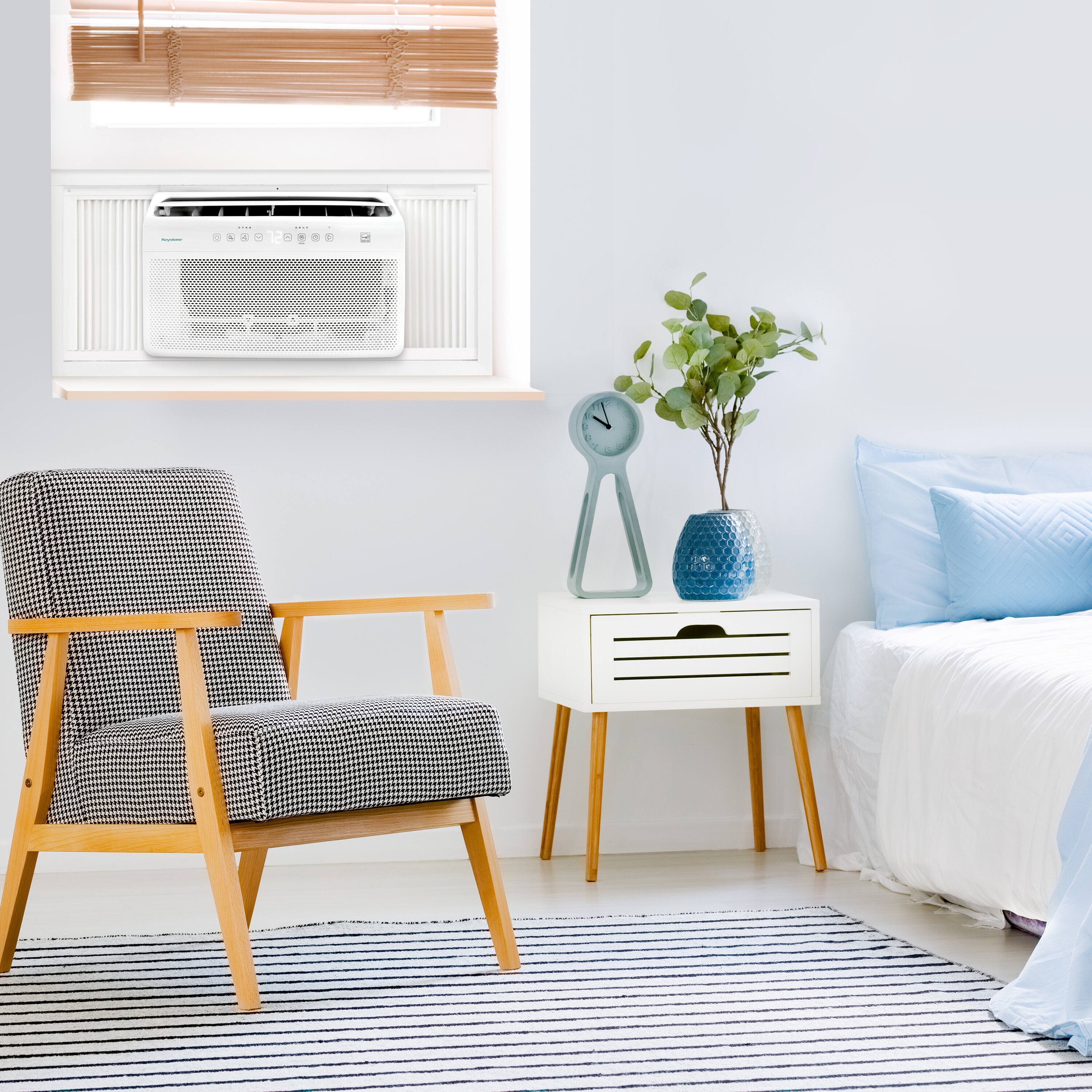 Alt View 5. Keystone - 350 Sq. Ft. 8,000 BTU Window Mounted Inverter Air Conditioner with 7,000 BTU Supplemental Heat Function - White.