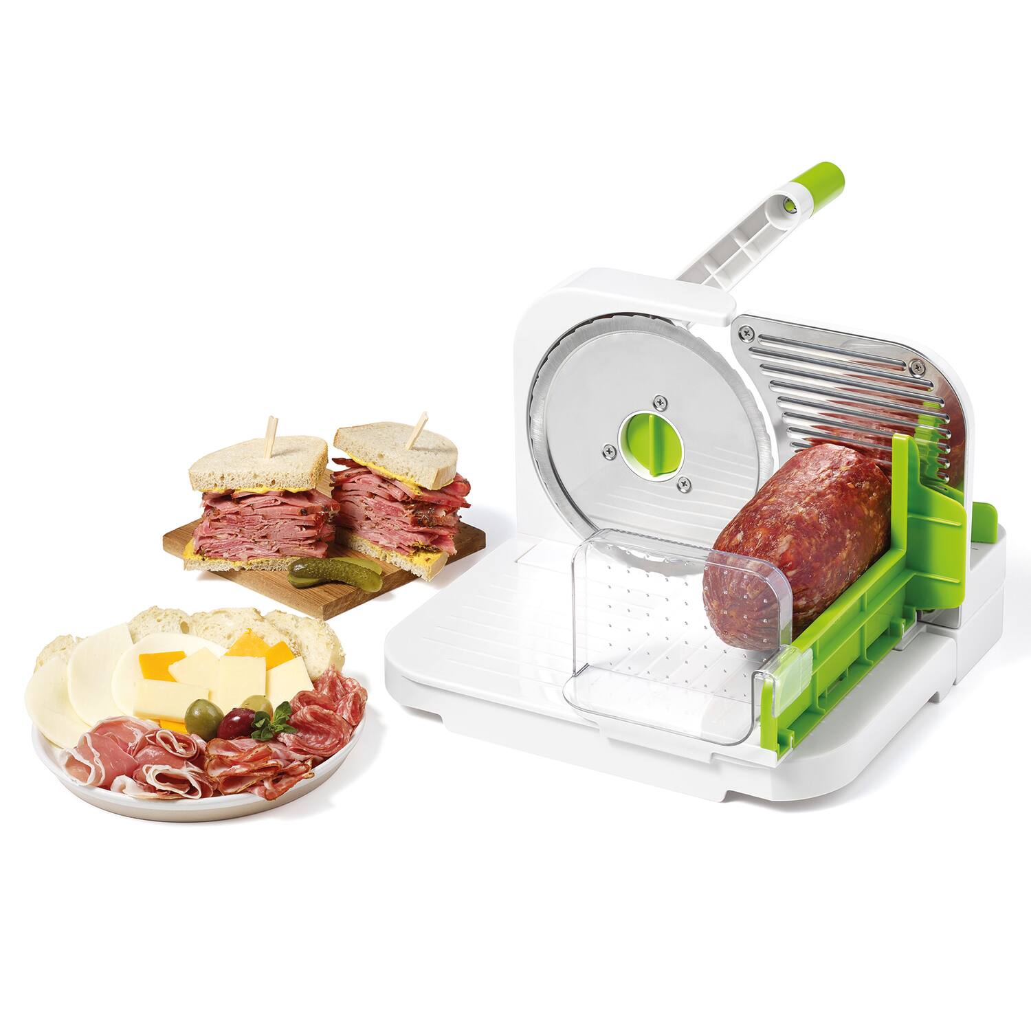 Left. Starfrit - Starfrit 092968-002-0000 Deli Slicer, Green/white - Green.