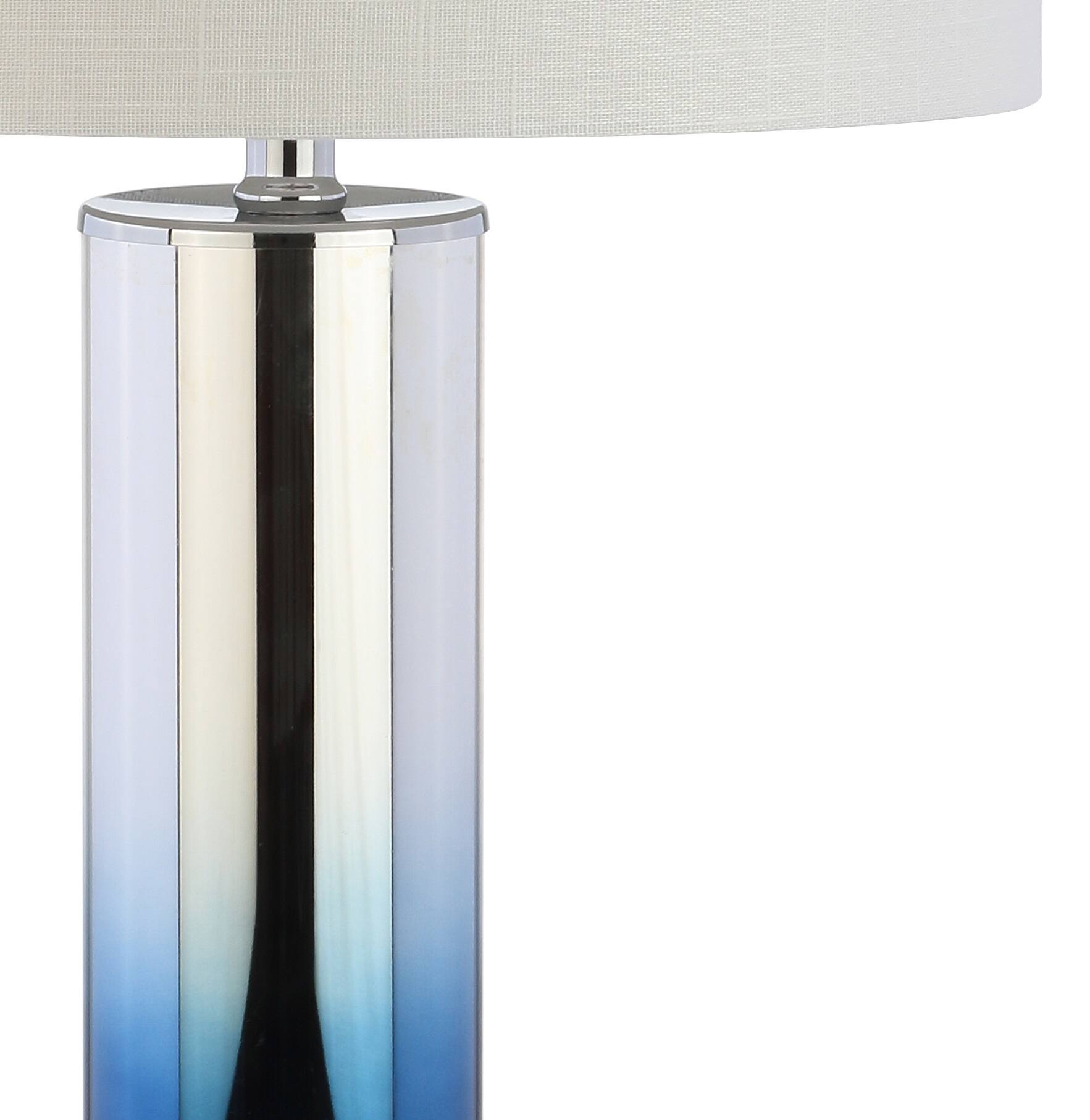 Alt View 4. Jonathan Y - Edward 27" Glass/Crystal LED Table Lamp, Blue - Blue.
