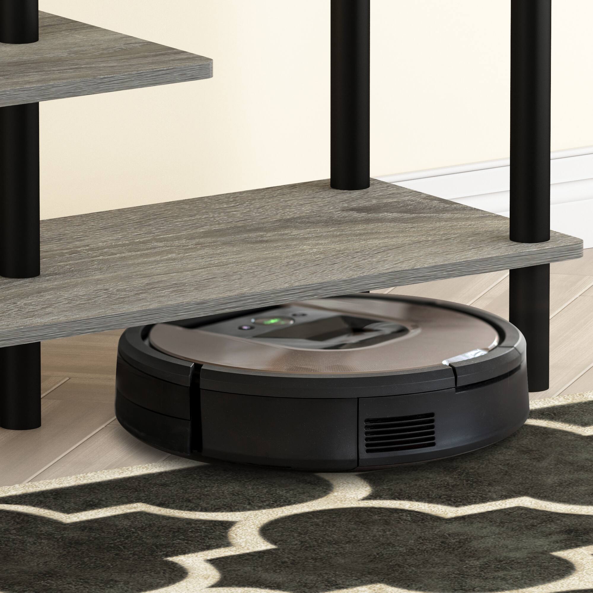 Alt View 5. Furinno - Turn-N-Tube 3-Tier Side Display Rack, French Oak/Black - French Oak/Black.