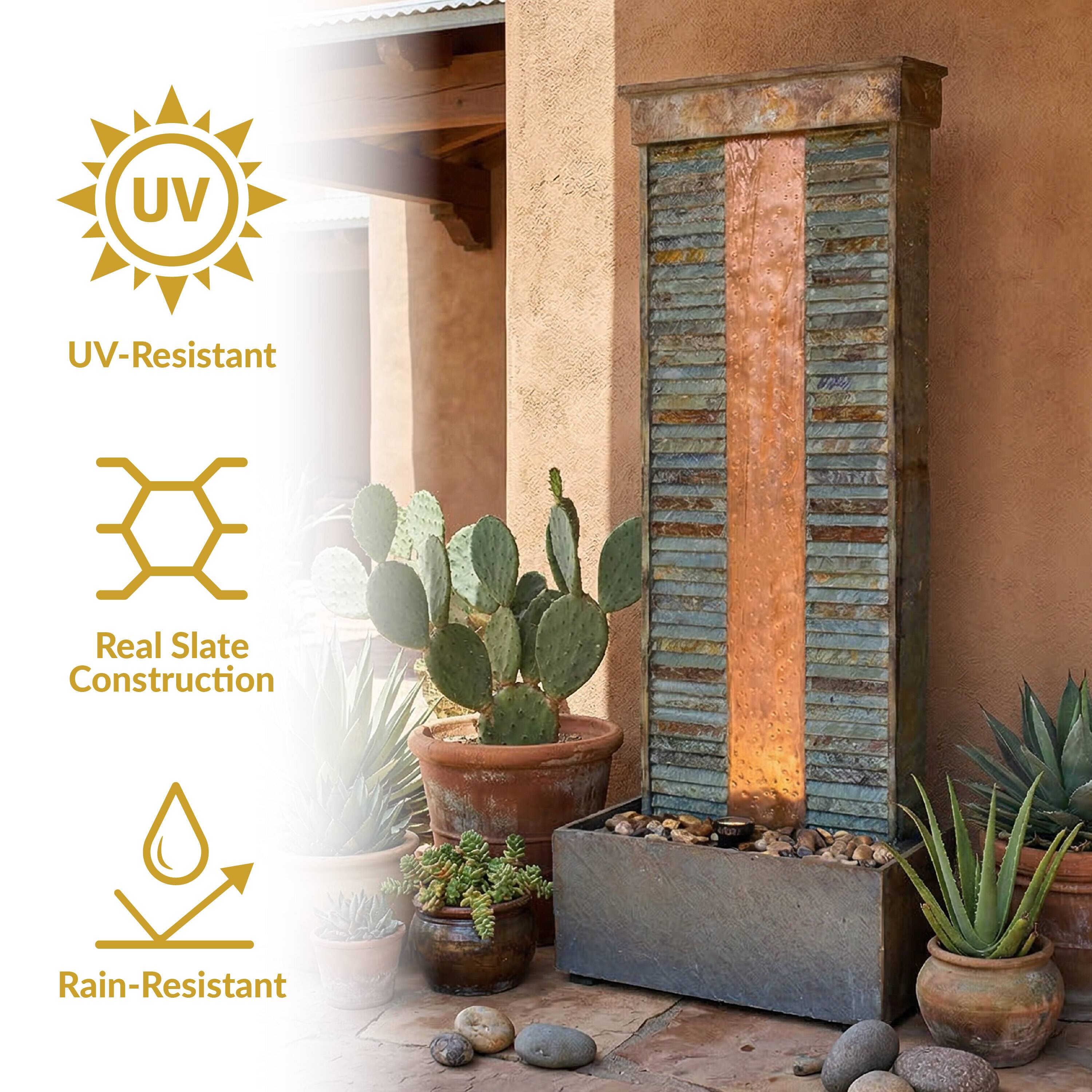 UV-Resistant  
Real Slate Construction  
Rain-Resistant