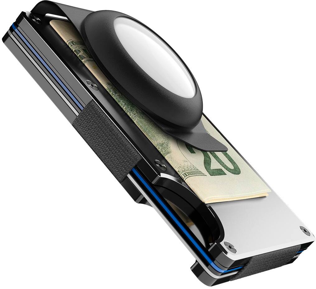 Angle. The Ridge Wallet - AirTag Money Clip - Black.