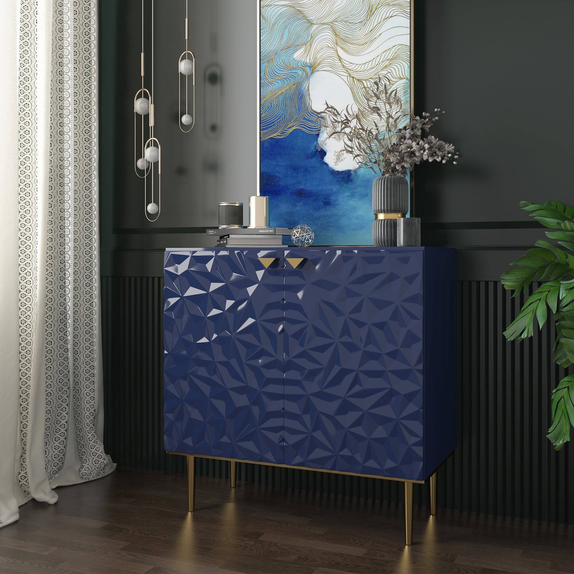 Alt View 2. Boyel Living - 2 Door Locker Accent Cabinet - Navy.