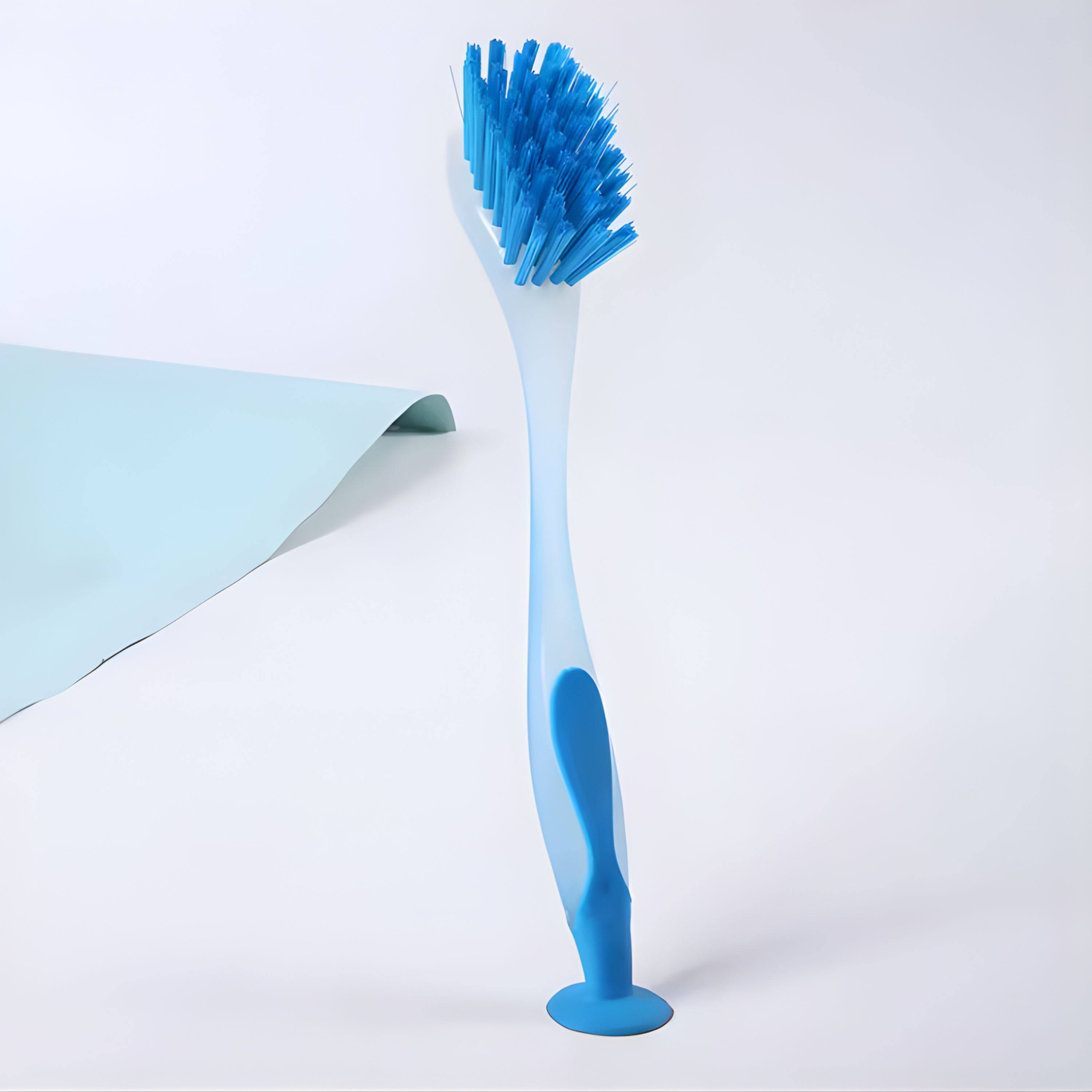 Back. Kitcheniva - Durable Dishwashing Brush with Suction Cups– Heavy-Duty Kitchen Scrubber for Pots, Pans, & Sink.