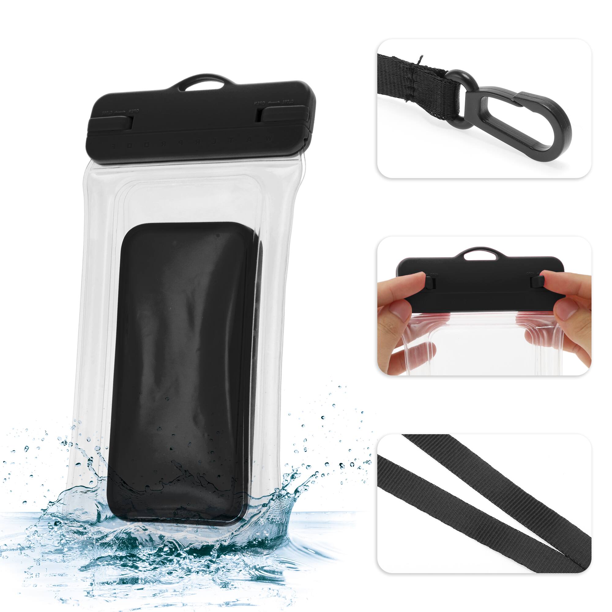 Alt View 2. Unique Bargains - 2pcs Inflatable Mobile Waterproof Bag Universal Waterproof Case Compatible for Phone 4.92"x9.65" - Black.