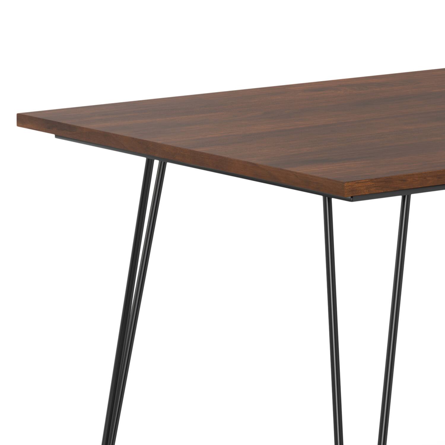 Alt View 5. Simpli Home - Hunter 66 inch x 40 inch Rectangle Industrial Dining Table in Walnut Veneer - Walnut Veneer.