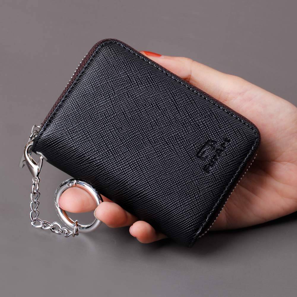 Alt View 1. Jadie Link - Zipper Wallet Women Rfid Blocking Credit Card Business Holder Compact Size Keychain Special Design Multi-color optional - Daisies and Cat-small.