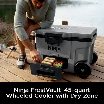 Ninja FrostVault 45qt Wheeled Cooler with Dry Zone Slate Gray Ninja FrostVault 45qt Wheeled Cooler with Dry Zone Slate Gray