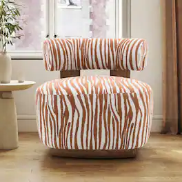Anysun - Zebra-Striped Chenille Fabic Low Cylindrical Backrest Armchair with High-Quality Foam Cushion - Rustic Orange