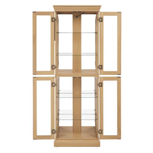 Alt View 3. LUCKY ONE - Freestanding Lighted Glass Curio Display Cabinet with Adjustable Shelves for Wine Toy Collectibles - Light Oak.