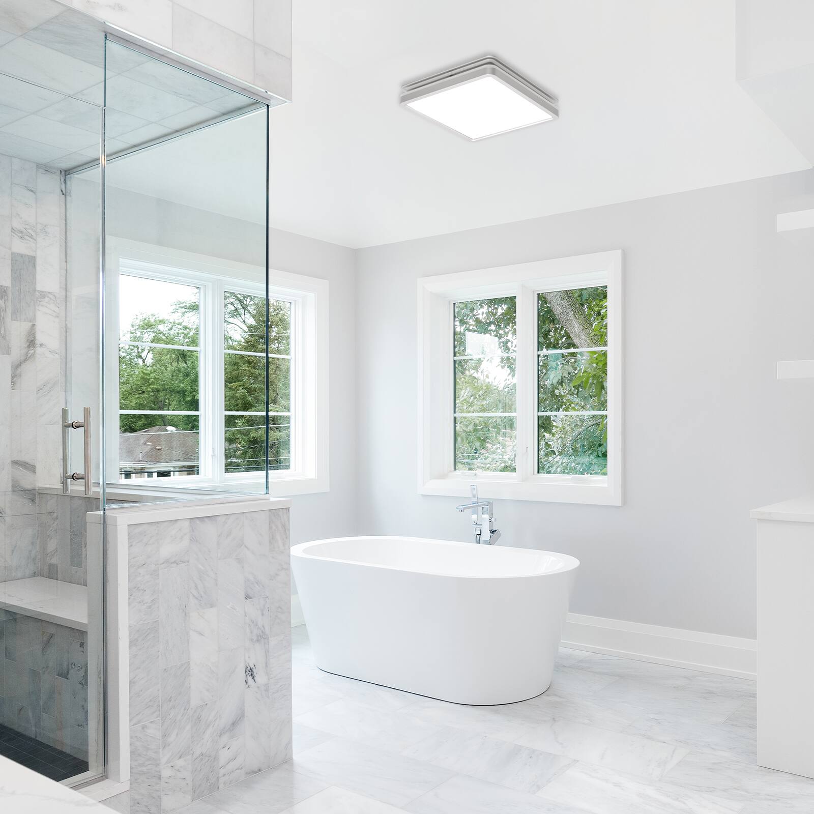 Alt View 7. Akicon - Bathroom Exhaust Fan with Light, Dimmable 3CCT LED Light with Night Light, 80 CFM, 2 Sones, Square, Silver - Silver.