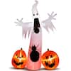 Front. Sunoyar - 11.8ft Halloween Inflatable Ghost Spider Pumpkin with LED Lights - White.