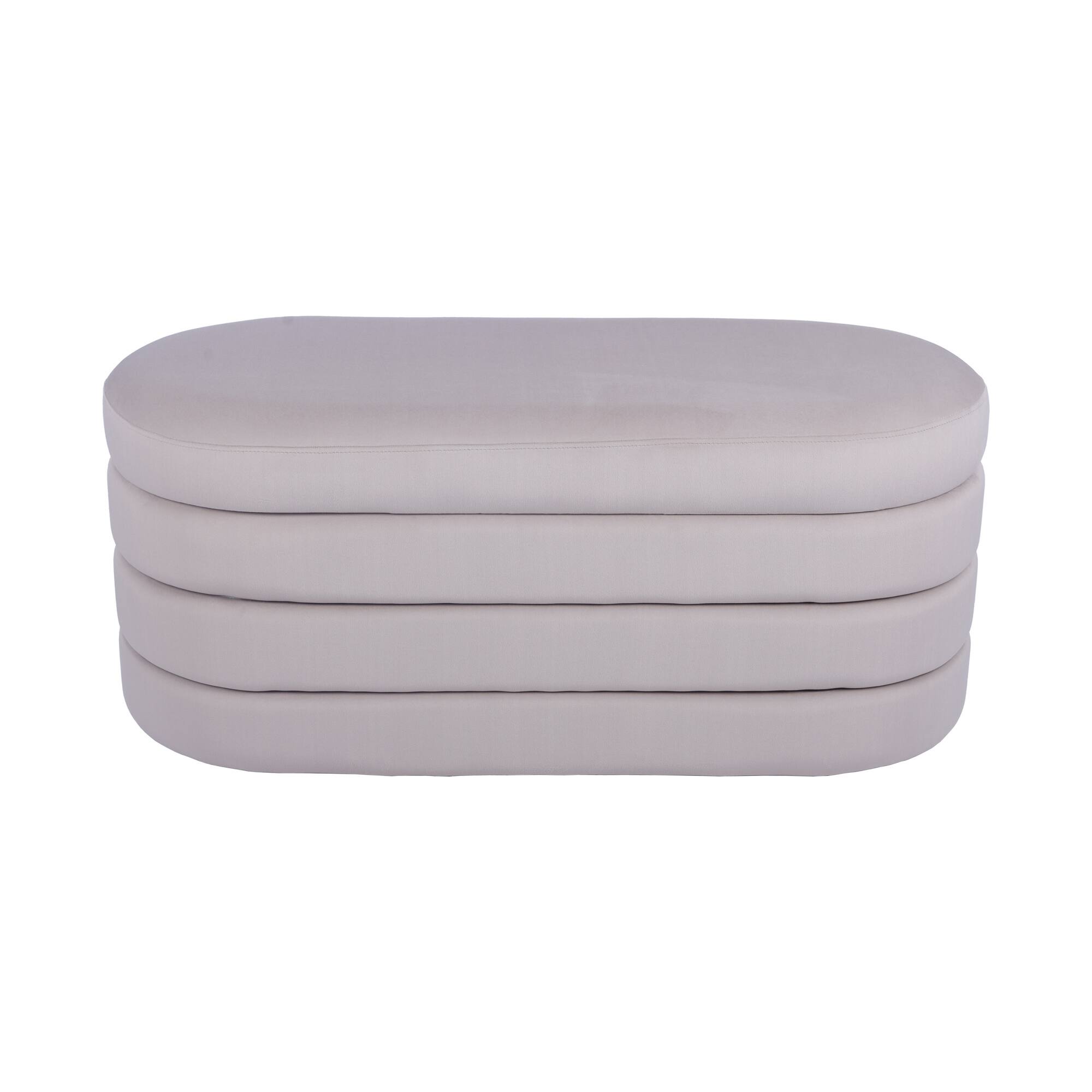 Alt View 6. GOODSILO - Luxury Velvet Storage Ottoman Bench for Elegant Home Decor and Practical Seating - Taupe.