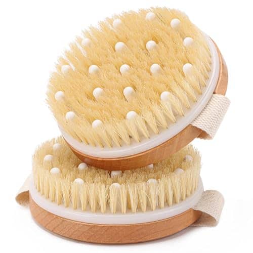 Vulpecula Spade - 2-Pack Dry Brushing Body Brush for Lymphatic Drainage, Round Dry Exfoliating Brush with Massage Nodes for Cellulite, Dry