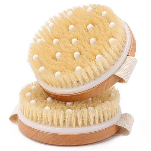 Front. Vulpecula Spade - 2-Pack Dry Brushing Body Brush for Lymphatic Drainage, Round Dry Exfoliating Brush with Massage Nodes for Cellulite, Dry.